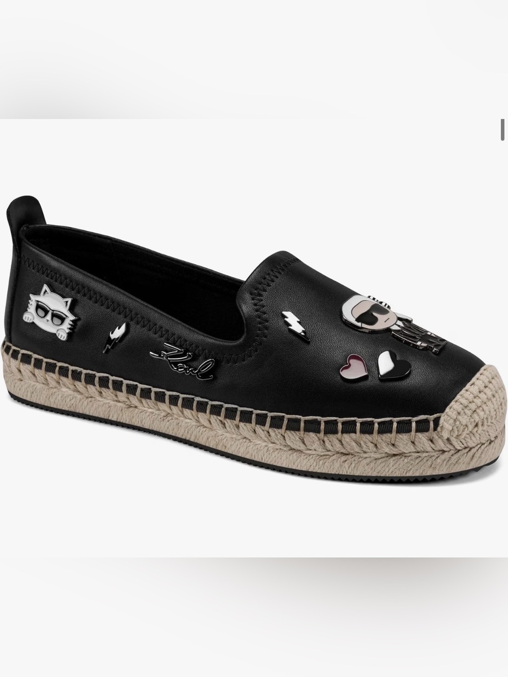 NWOT KARL LAGERFELD Paris Women's Michaela Slip on Embellished Flat Espadrille